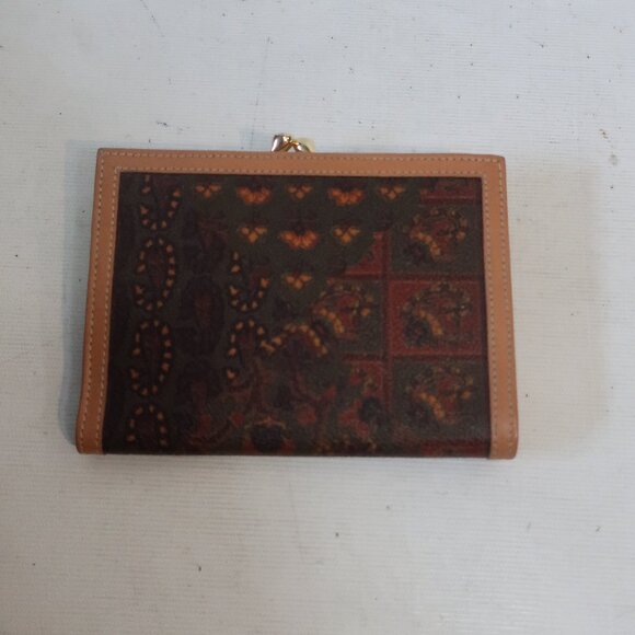 Authentic Womens Escada Brown Red Floral PVC Leather Wallet - Picture 3 of 11